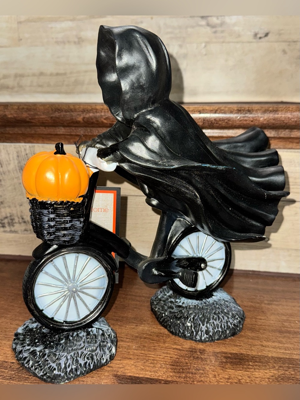 🥰 HALLOWEEN Grim Reaper on Bike 🚲 Figurine with Pumpkin 🎃 Basket Goblin & Ghoul